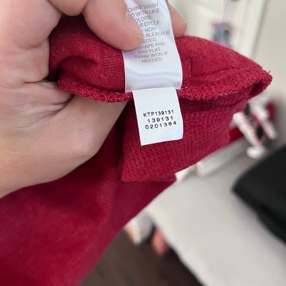 J Jill women’s med red waffle thermal top button sleeve pocket callout descrip - Picture 5 of 11